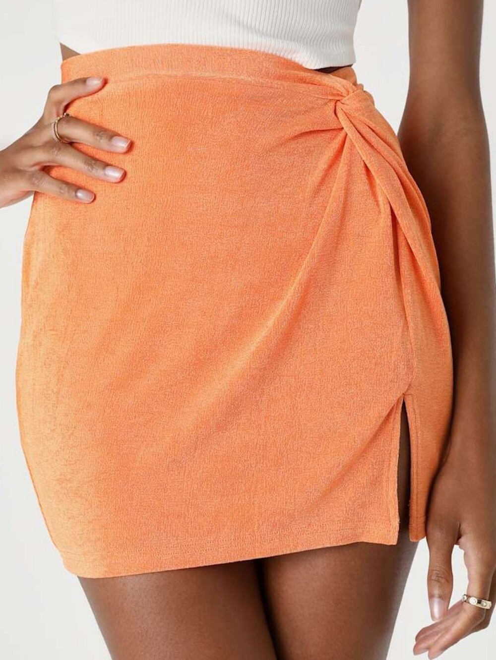 Lulus Commotion Maker Orange Twist-Front High-Waisted Mini Skirt